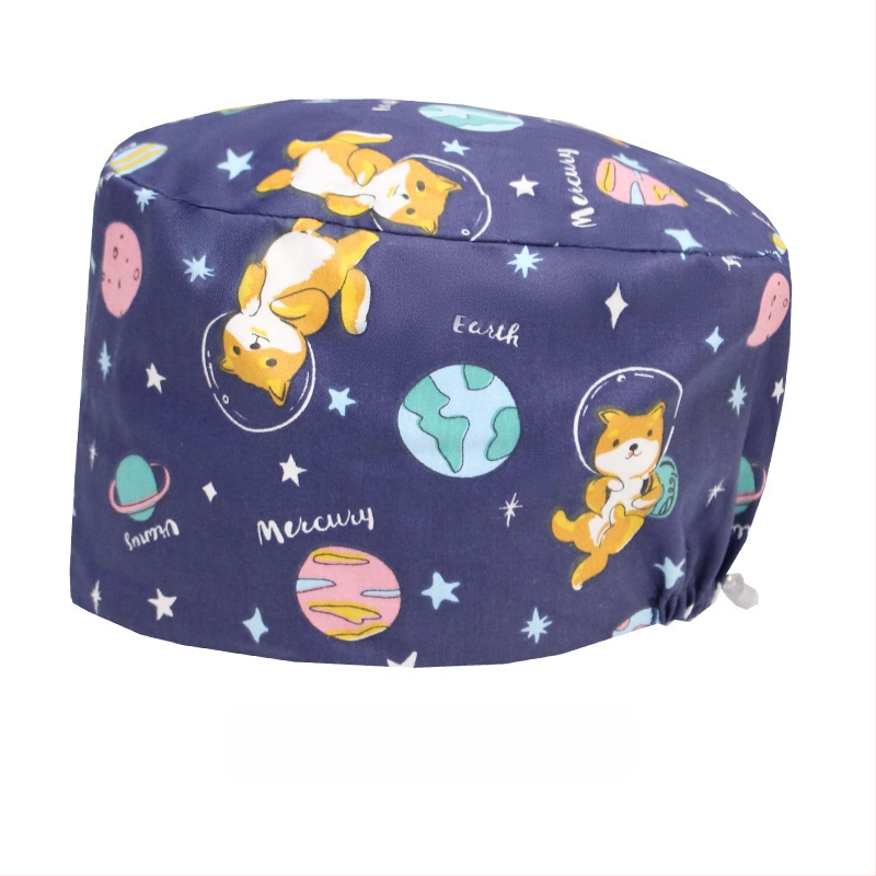 Хирургическа памучна шапка, унисекс, куполна форма, карикатурен принт, подходяща за всички сезони