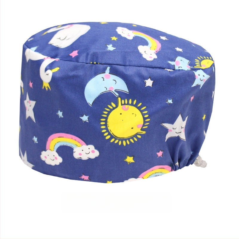 Хирургическа памучна шапка, унисекс, куполна форма, карикатурен принт, подходяща за всички сезони