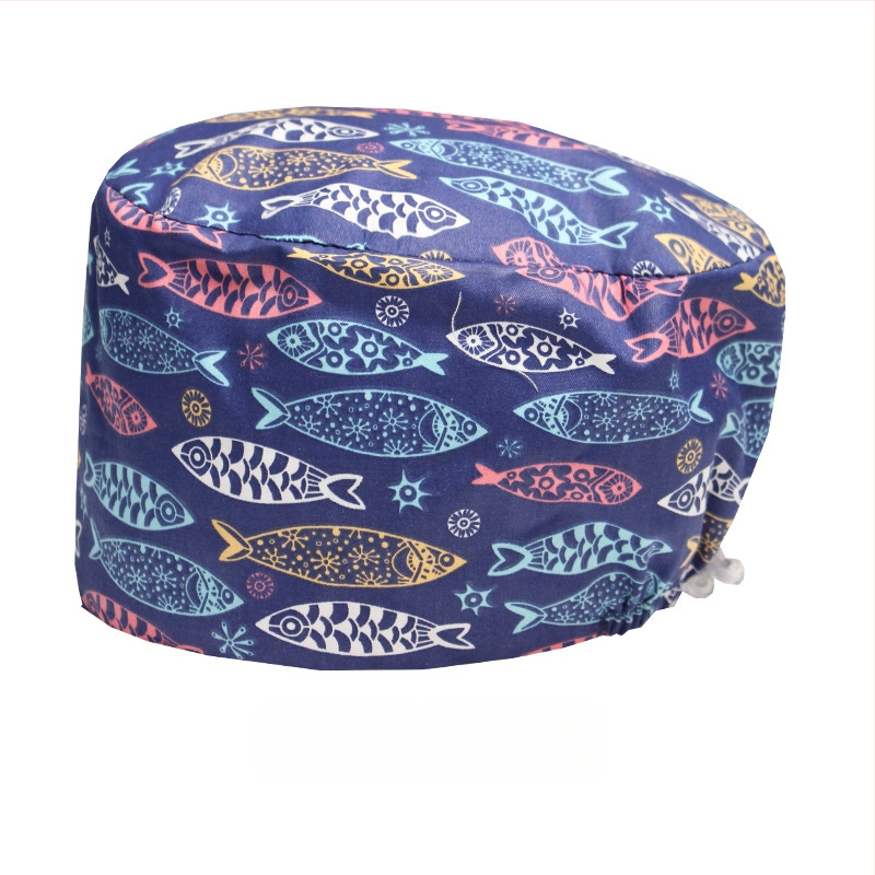 Хирургическа памучна шапка, унисекс, куполна форма, карикатурен принт, подходяща за всички сезони