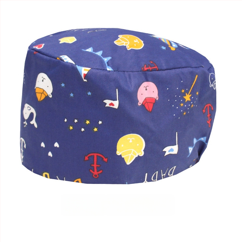 Хирургическа памучна шапка, унисекс, куполна форма, карикатурен принт, подходяща за всички сезони