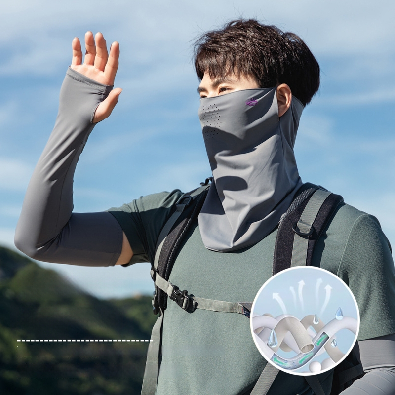 Muška ljetna maska za lice s UV zaštitom — otpornost na prašinu, poliester vlakno, stil nacionalnog vjetra