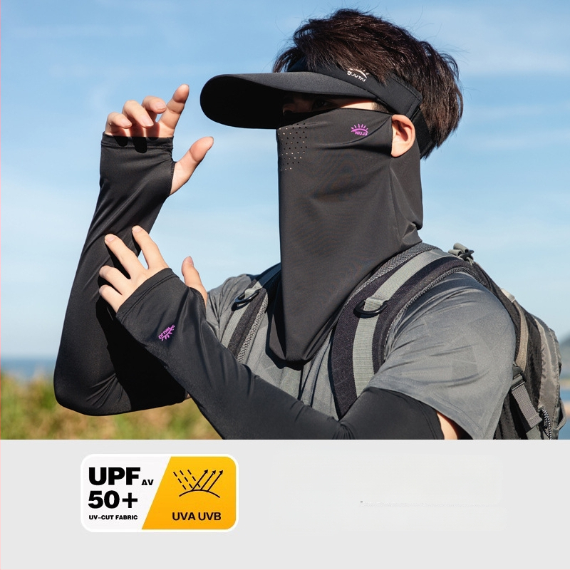 Muška ljetna maska za lice s UV zaštitom — otpornost na prašinu, poliester vlakno, stil nacionalnog vjetra