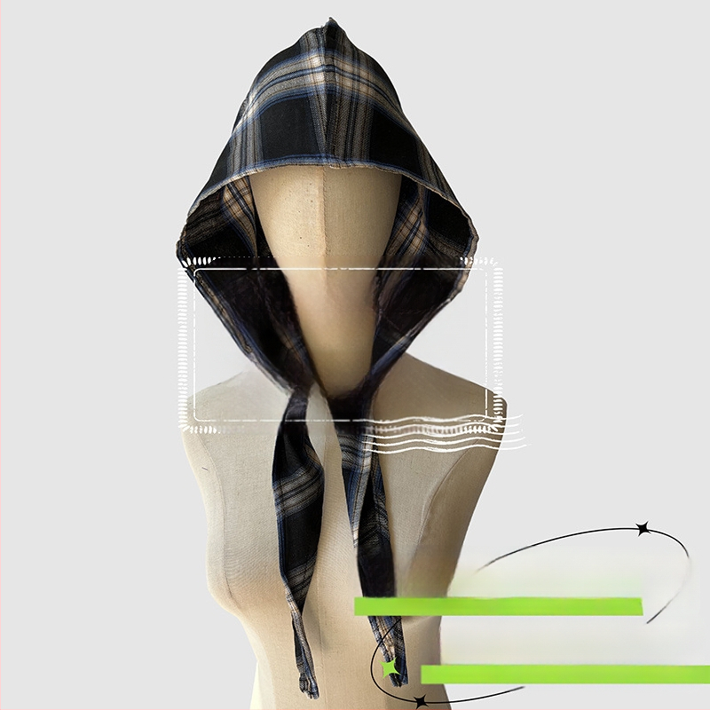 Аксесоари за глава: качулков шал, ретро японски стил, унисекс, памук