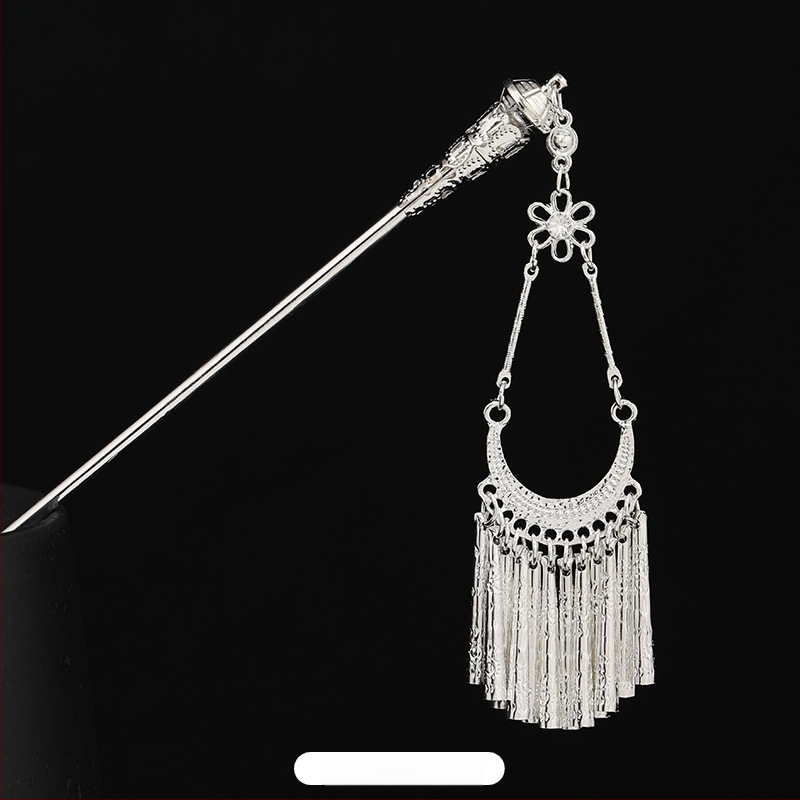 Metāla matu spraudnis etniskā stilā ar ziedu dizainu - galvas rotai, nacionālais stils, 2023 pavasaris