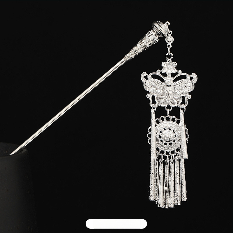 Metāla matu spraudnis etniskā stilā ar ziedu dizainu - galvas rotai, nacionālais stils, 2023 pavasaris