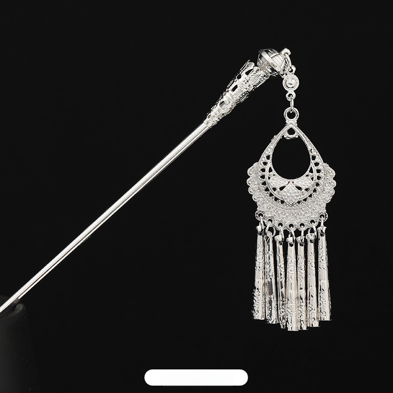 Metāla matu spraudnis etniskā stilā ar ziedu dizainu - galvas rotai, nacionālais stils, 2023 pavasaris