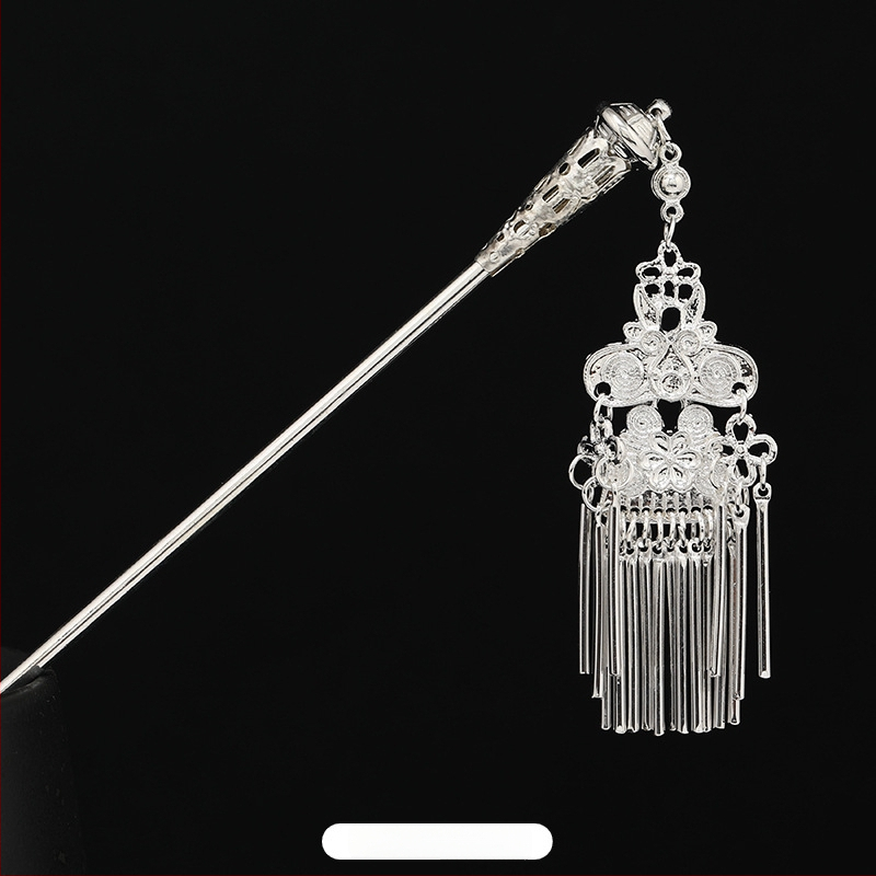 Metāla matu spraudnis etniskā stilā ar ziedu dizainu - galvas rotai, nacionālais stils, 2023 pavasaris