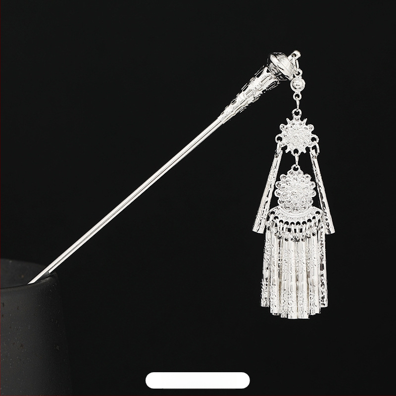 Metāla matu spraudnis etniskā stilā ar ziedu dizainu - galvas rotai, nacionālais stils, 2023 pavasaris