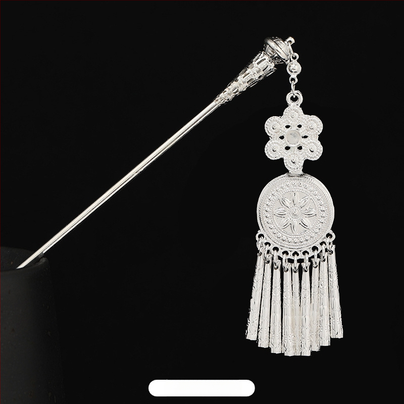 Metāla matu spraudnis etniskā stilā ar ziedu dizainu - galvas rotai, nacionālais stils, 2023 pavasaris