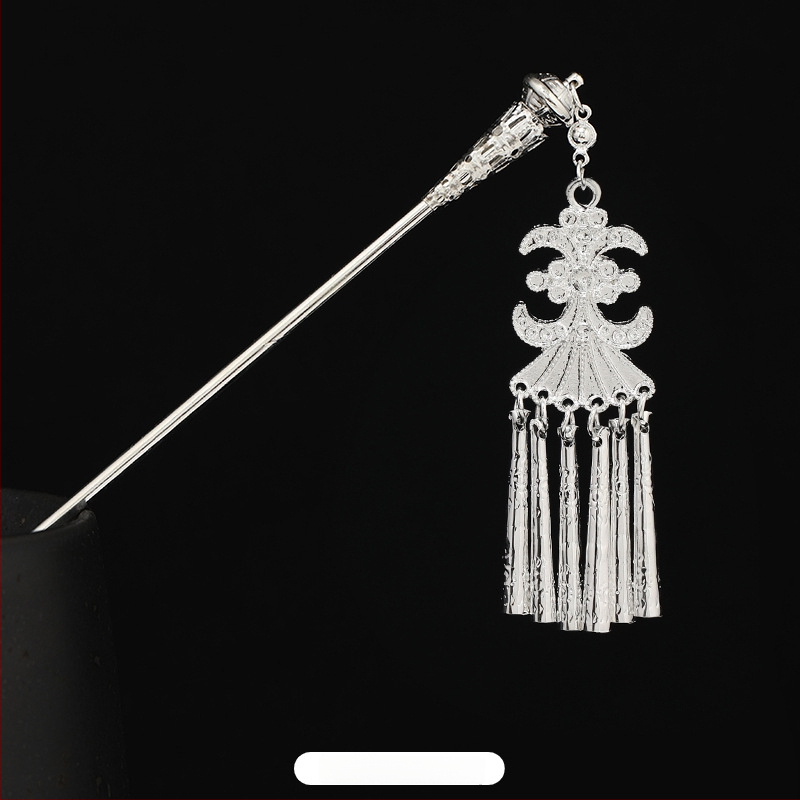 Metāla matu spraudnis etniskā stilā ar ziedu dizainu - galvas rotai, nacionālais stils, 2023 pavasaris