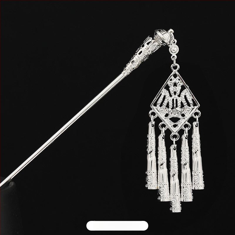 Metāla matu spraudnis etniskā stilā ar ziedu dizainu - galvas rotai, nacionālais stils, 2023 pavasaris