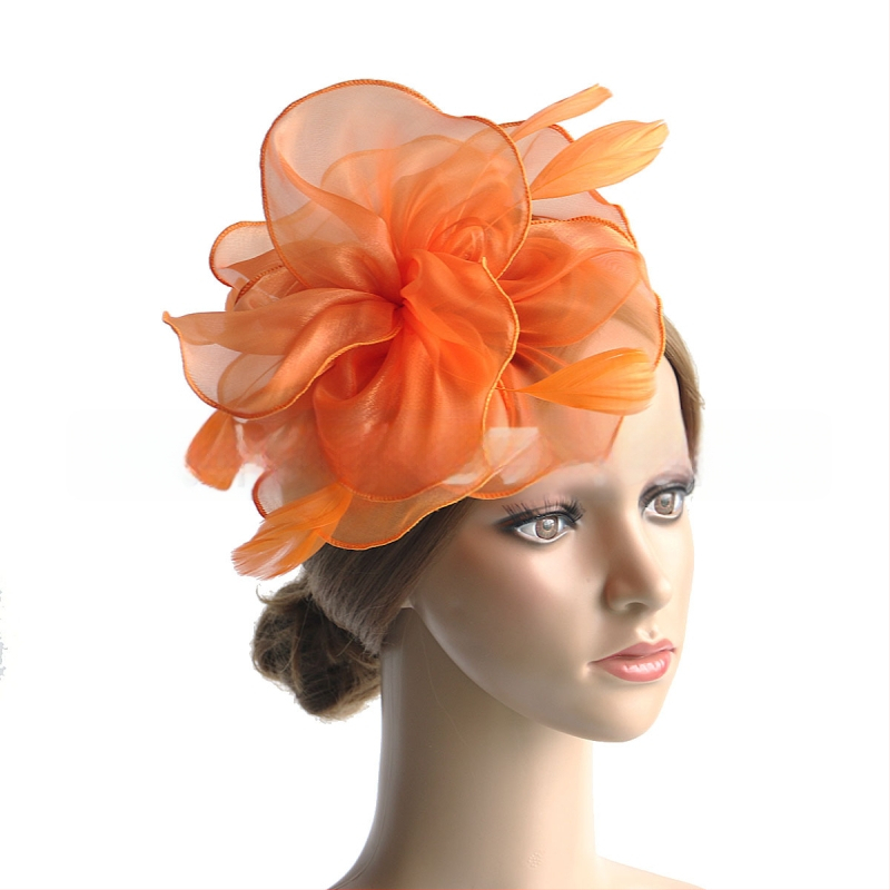 Galvas rotājums ar sietu, spalvu akcentiem un organza plīvuru, rokas darbs, stils Ruili, MSM-052, pielāgošana pieejama