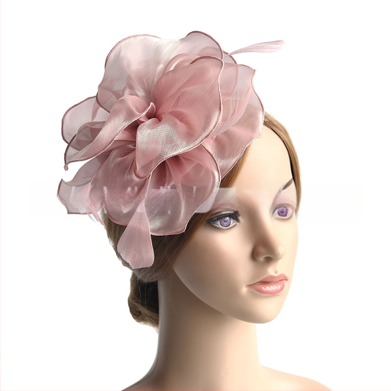 Galvas rotājums ar sietu, spalvu akcentiem un organza plīvuru, rokas darbs, stils Ruili, MSM-052, pielāgošana pieejama