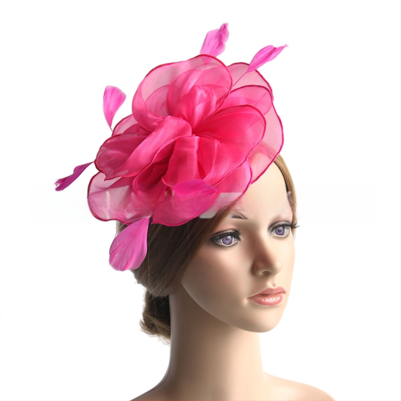 Galvas rotājums ar sietu, spalvu akcentiem un organza plīvuru, rokas darbs, stils Ruili, MSM-052, pielāgošana pieejama