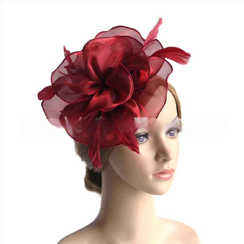 Galvas rotājums ar sietu, spalvu akcentiem un organza plīvuru, rokas darbs, stils Ruili, MSM-052, pielāgošana pieejama