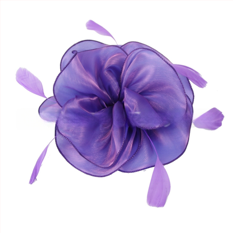 Galvas rotājums ar sietu, spalvu akcentiem un organza plīvuru, rokas darbs, stils Ruili, MSM-052, pielāgošana pieejama