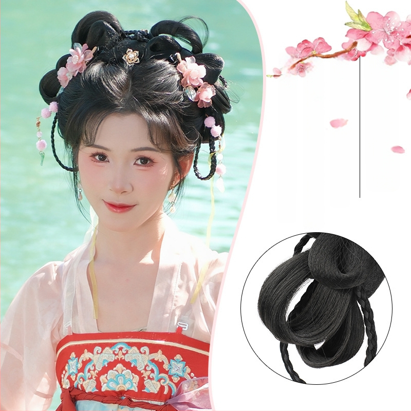 Klasiskā Han dinastijas meitenes parūka, īsa, no vietējās zīdes, palielina apjomu, nav krāsojama vai perm