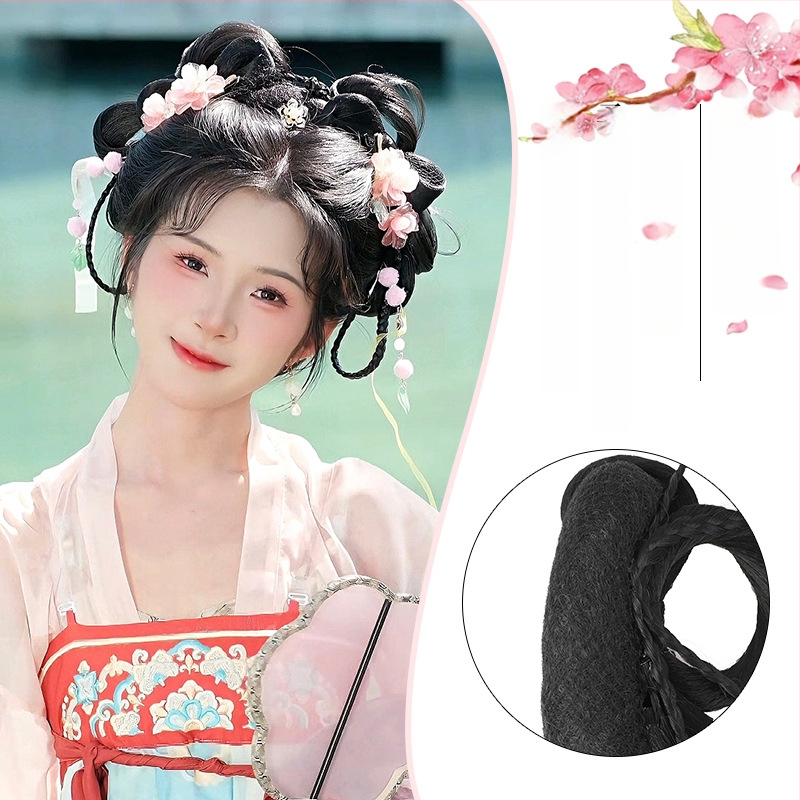 Klasiskā Han dinastijas meitenes parūka, īsa, no vietējās zīdes, palielina apjomu, nav krāsojama vai perm