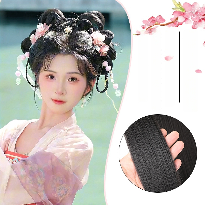 Klasiskā Han dinastijas meitenes parūka, īsa, no vietējās zīdes, palielina apjomu, nav krāsojama vai perm