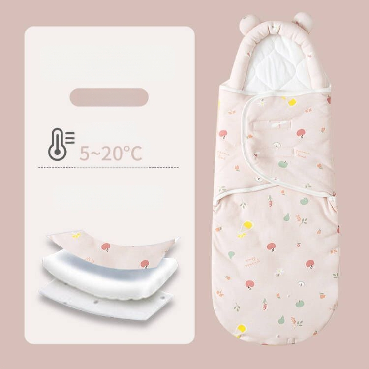 Naujagimio miego maišelis su įvyniojimu, medvilnė, gyvūnų raštas, tinkamas kūdikiams ir mažyliams (1–3 m.), visų metų naudojimui — pavasaris 2025