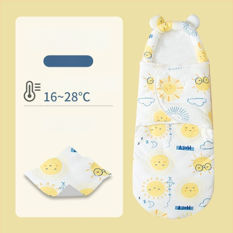 Naujagimio miego maišelis su įvyniojimu, medvilnė, gyvūnų raštas, tinkamas kūdikiams ir mažyliams (1–3 m.), visų metų naudojimui — pavasaris 2025
