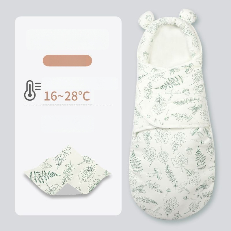Naujagimio miego maišelis su įvyniojimu, medvilnė, gyvūnų raštas, tinkamas kūdikiams ir mažyliams (1–3 m.), visų metų naudojimui — pavasaris 2025