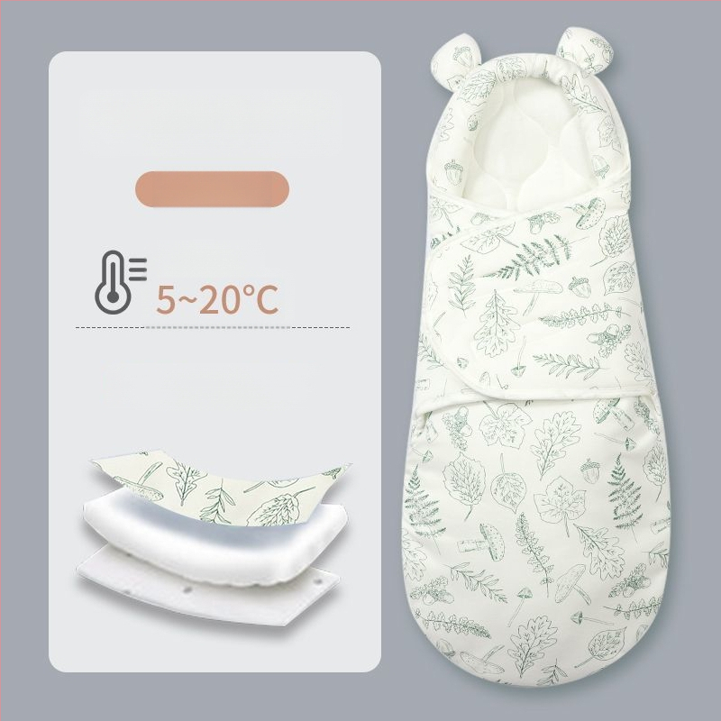 Naujagimio miego maišelis su įvyniojimu, medvilnė, gyvūnų raštas, tinkamas kūdikiams ir mažyliams (1–3 m.), visų metų naudojimui — pavasaris 2025