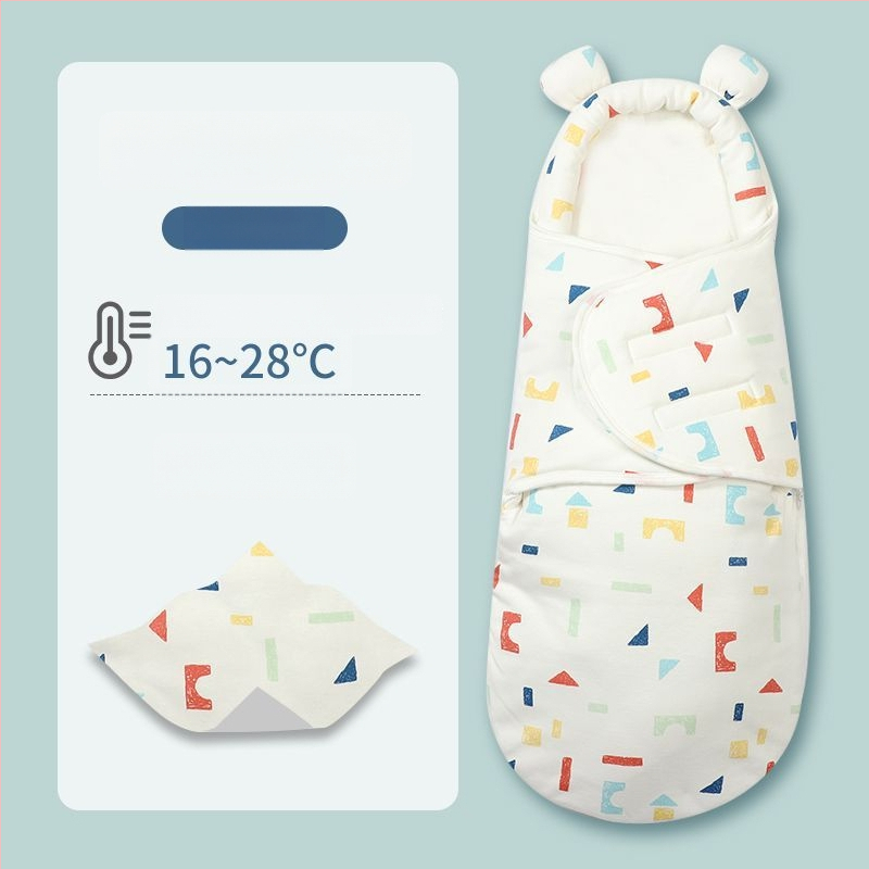 Naujagimio miego maišelis su įvyniojimu, medvilnė, gyvūnų raštas, tinkamas kūdikiams ir mažyliams (1–3 m.), visų metų naudojimui — pavasaris 2025