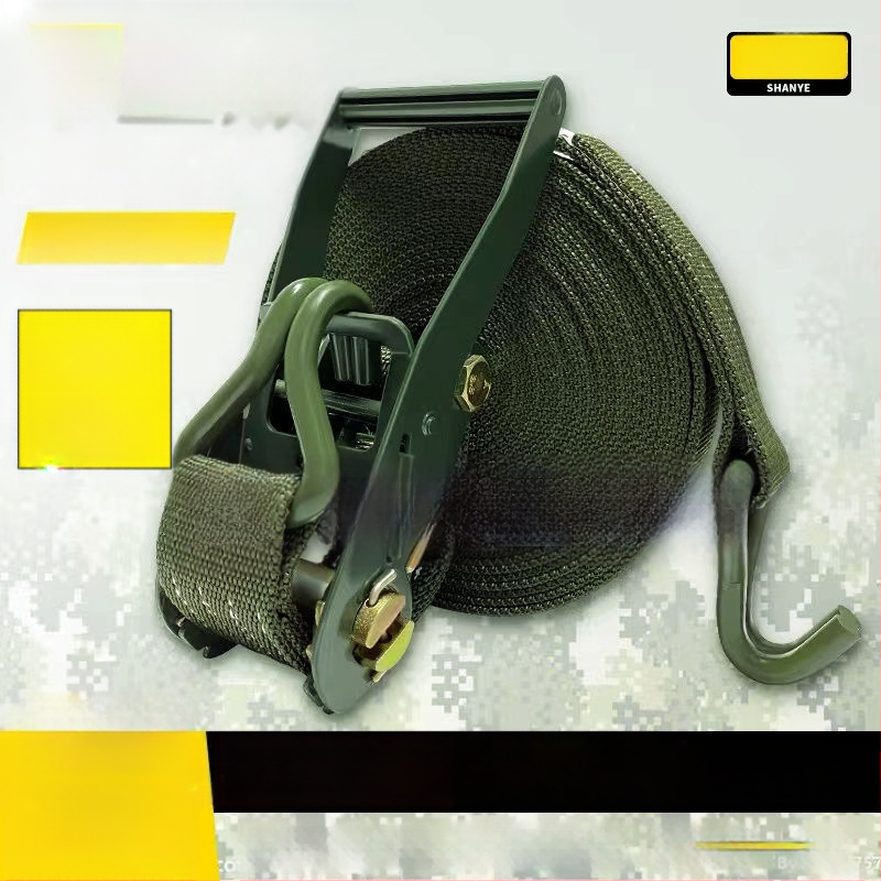 Sunkvežimio krovinio prisirišimo diržas su ratchet įtempikliu, plokščias diržas, storesnis įtempiklis, 5 t talpa