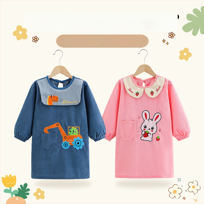 Išplėstas vandeniui atsparus vaikų smockas, animacinis raštas, Crystal corduroy audinys, prekės ženklas Shushan Lang (Atsparus vandeniui; Crystal corduroy audinys; Animacinis raštas; Amžius 1–3 metai; neutralus lytis)