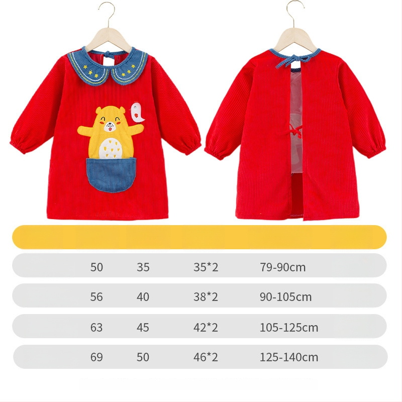 Išplėstas vandeniui atsparus vaikų smockas, animacinis raštas, Crystal corduroy audinys, prekės ženklas Shushan Lang (Atsparus vandeniui; Crystal corduroy audinys; Animacinis raštas; Amžius 1–3 metai; neutralus lytis)