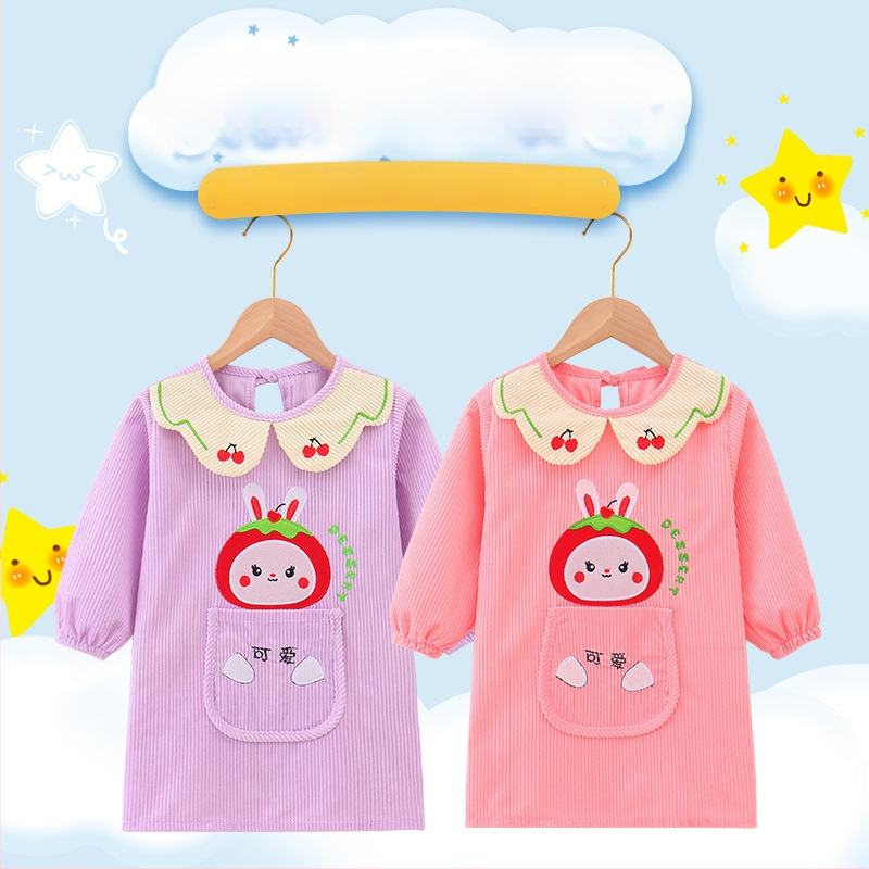 Išplėstas vandeniui atsparus vaikų smockas, animacinis raštas, Crystal corduroy audinys, prekės ženklas Shushan Lang (Atsparus vandeniui; Crystal corduroy audinys; Animacinis raštas; Amžius 1–3 metai; neutralus lytis)