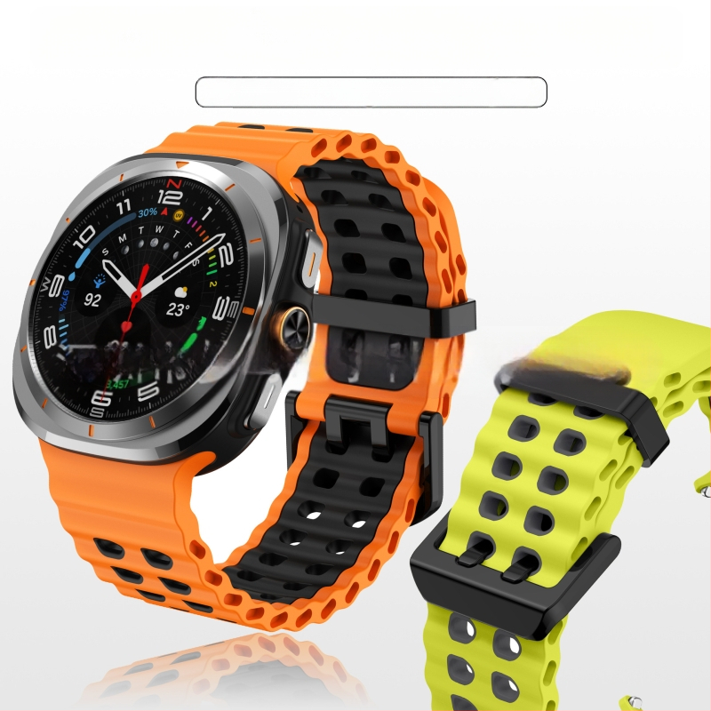 Silikónový športový remienok pre Samsung Galaxy Watch7 Ultra, s kolíkovou sponou, hmotnosť približne 29 g, prispôsobiteľná veľkosť rozhrania