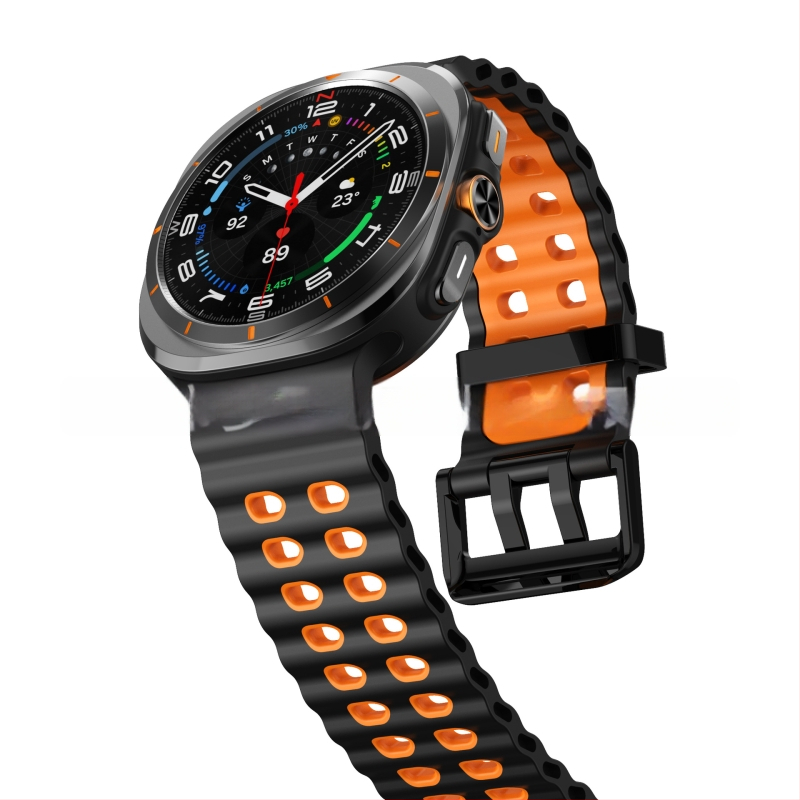 Silikónový športový remienok pre Samsung Galaxy Watch7 Ultra, s kolíkovou sponou, hmotnosť približne 29 g, prispôsobiteľná veľkosť rozhrania