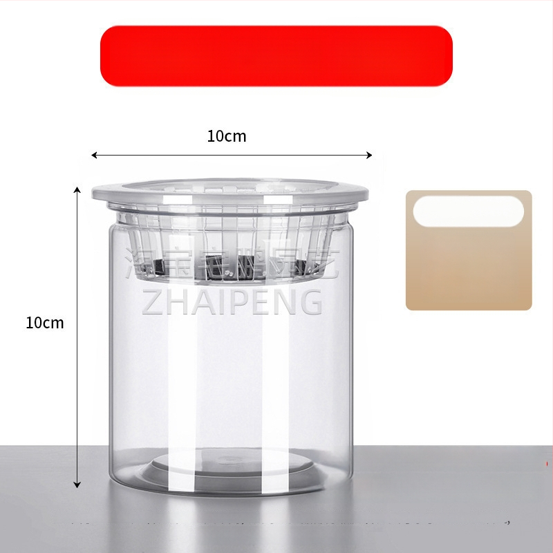 Caurspīdīgs plastmasas cilindrisks hydroponiskais pods sēklām un maziem augiem, stāvošs uz grīdas ar stādīšanas grozu, domāts mājas un dārza lietošanai