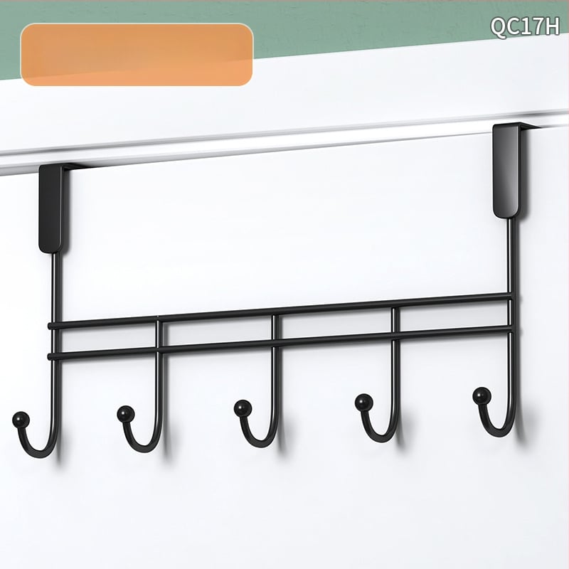 Be gręžimo durų kabykla, geležinis sienos kabykla drabužiams su kelių eilių kabliukais, apkrova 5–10 kg.