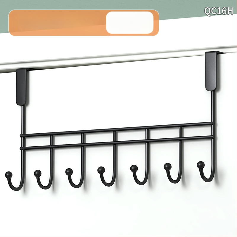 Be gręžimo durų kabykla, geležinis sienos kabykla drabužiams su kelių eilių kabliukais, apkrova 5–10 kg.