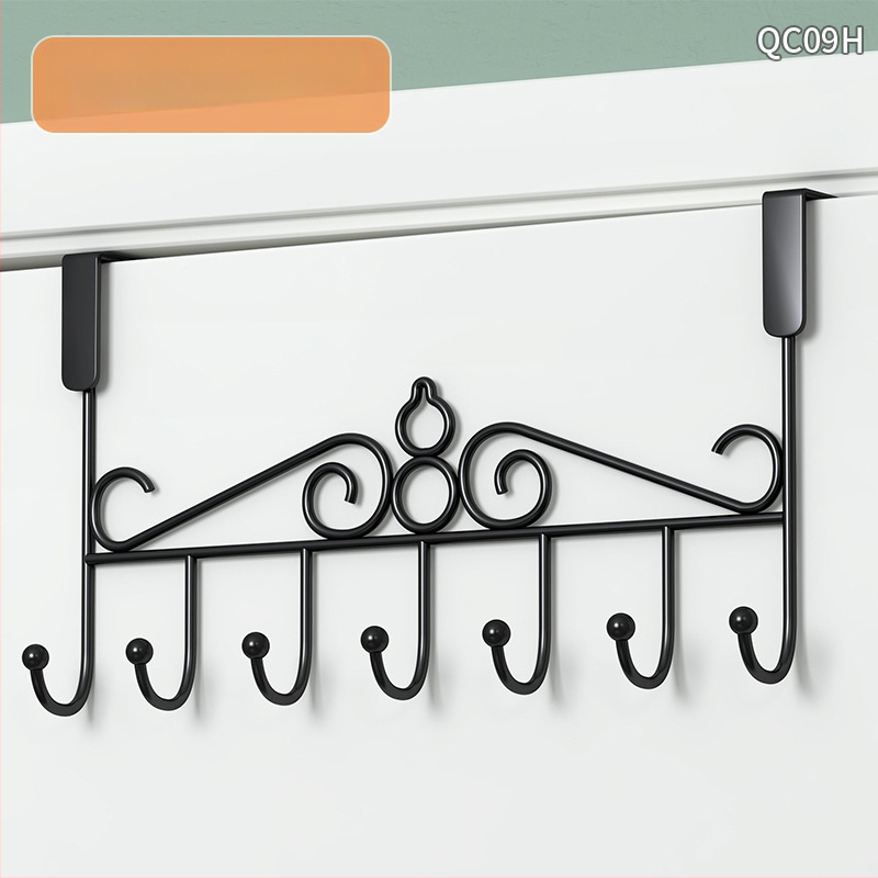 Be gręžimo durų kabykla, geležinis sienos kabykla drabužiams su kelių eilių kabliukais, apkrova 5–10 kg.