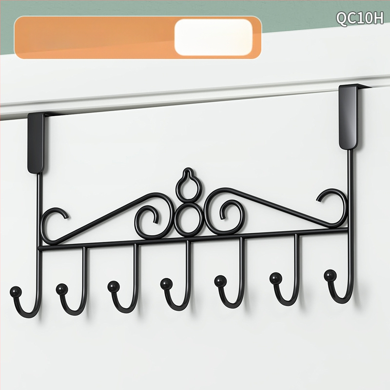 Be gręžimo durų kabykla, geležinis sienos kabykla drabužiams su kelių eilių kabliukais, apkrova 5–10 kg.