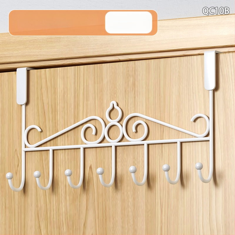 Be gręžimo durų kabykla, geležinis sienos kabykla drabužiams su kelių eilių kabliukais, apkrova 5–10 kg.