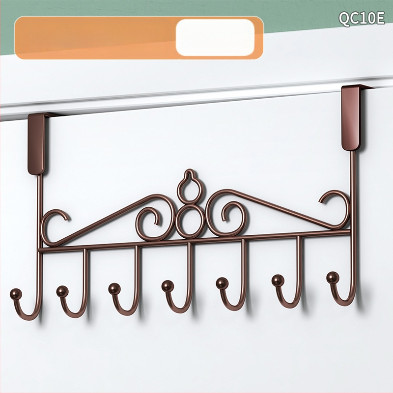 Be gręžimo durų kabykla, geležinis sienos kabykla drabužiams su kelių eilių kabliukais, apkrova 5–10 kg.