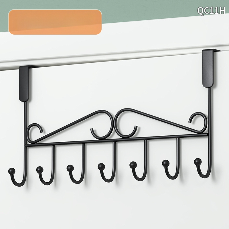 Be gręžimo durų kabykla, geležinis sienos kabykla drabužiams su kelių eilių kabliukais, apkrova 5–10 kg.