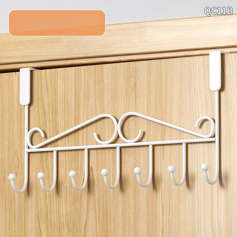 Be gręžimo durų kabykla, geležinis sienos kabykla drabužiams su kelių eilių kabliukais, apkrova 5–10 kg.