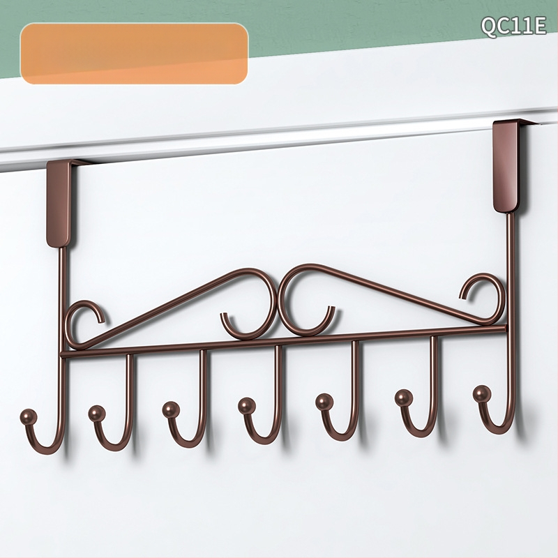 Be gręžimo durų kabykla, geležinis sienos kabykla drabužiams su kelių eilių kabliukais, apkrova 5–10 kg.