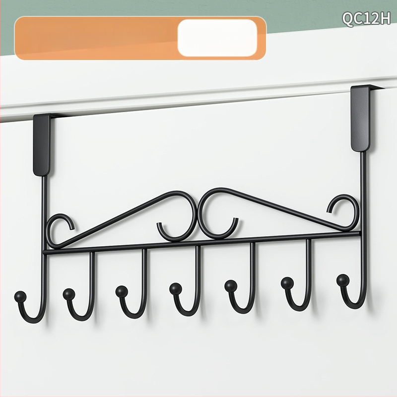 Be gręžimo durų kabykla, geležinis sienos kabykla drabužiams su kelių eilių kabliukais, apkrova 5–10 kg.