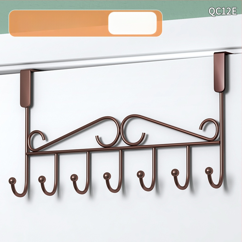 Be gręžimo durų kabykla, geležinis sienos kabykla drabužiams su kelių eilių kabliukais, apkrova 5–10 kg.