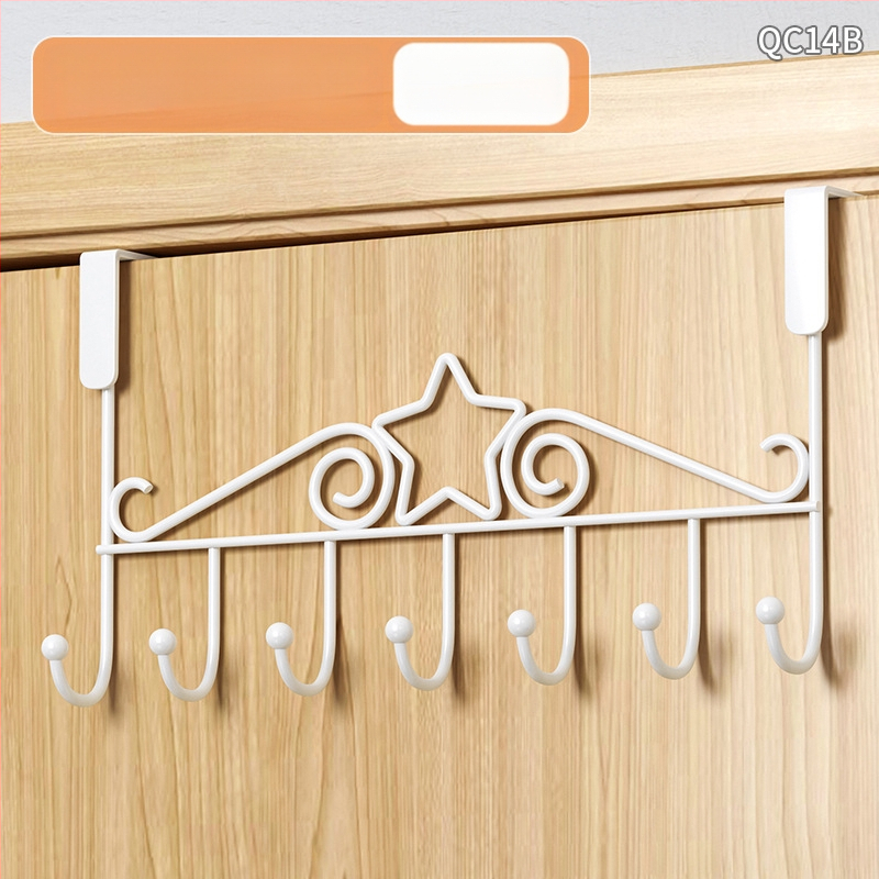 Be gręžimo durų kabykla, geležinis sienos kabykla drabužiams su kelių eilių kabliukais, apkrova 5–10 kg.