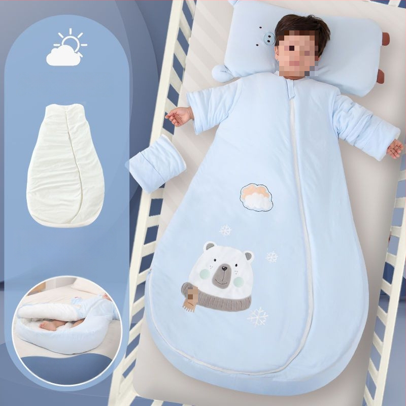 Bébi hálózsák – 100% pamut, vastag ősz/tél, levehető bélés, négy évszakos kialakítás, kasmír töltet, anti-kick quilt