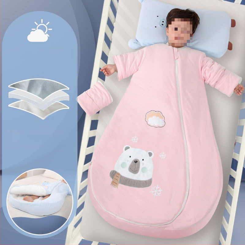 Bébi hálózsák – 100% pamut, vastag ősz/tél, levehető bélés, négy évszakos kialakítás, kasmír töltet, anti-kick quilt