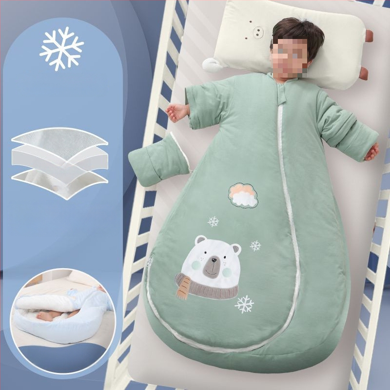 Bébi hálózsák – 100% pamut, vastag ősz/tél, levehető bélés, négy évszakos kialakítás, kasmír töltet, anti-kick quilt